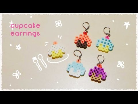 カップケーキのピアスの作り方 再１ パーラービーズ アイロンビーズで簡単に Diy Cupcake Earrings Perler Beads Tutorial English Sub Youtube