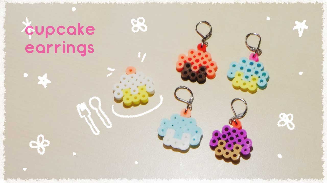 カップケーキのピアスの作り方 再１ パーラービーズ アイロンビーズで簡単に Diy Cupcake Earrings Perler Beads Tutorial English Sub Youtube