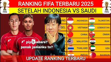UPDATE‼️RANKING FIFA TERBARU SETELAH INDONESIA VS ARAB SAUDI‼️RANKING FIFA TERBARU 2025 HARI INI