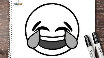 How to draw Laughing Out Loud Emoji step by step 