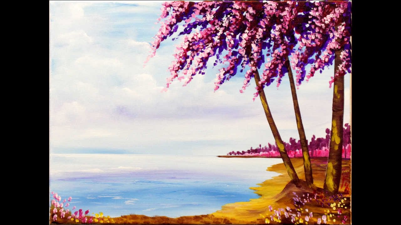 Impressionist Spring Beach Step by Step Acrylic Painting  