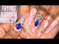 Pink Glitter Jewels and Gems Korean Inspired Nails?! | Stars &amp; Butterfly Nails | Gel Press on Nails