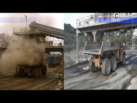 France LimeStone sand loading with DSH SYSTEMS Dust Suppression Hopper.