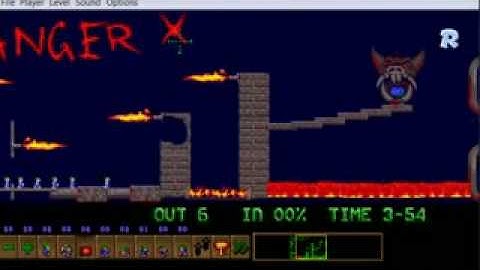 Lemmings my real custom level 16: Danger X factory
