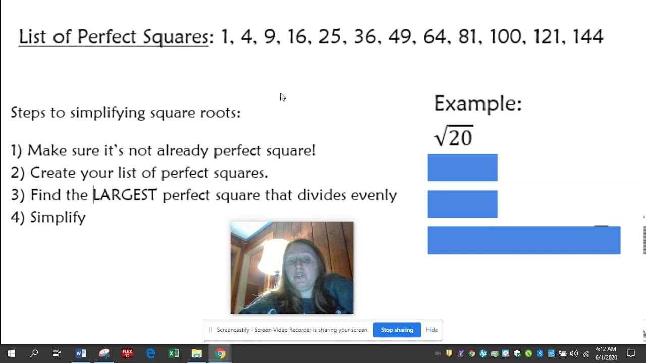 Mon 6 1 Simplifying Square Roots YouTube