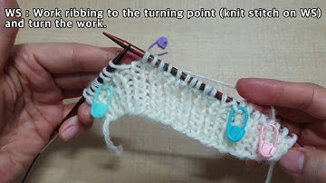 Japanese Short Rows in 1X1 Ribbing