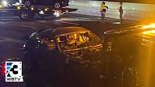 1 Injured In Fiery Crash On I-85 N Near Graham St.