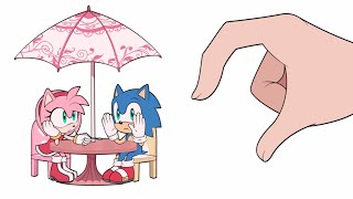 Chibi Sonic and friends ¿Finger heart?