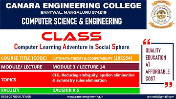 VTU ATC (18CS54)  [CFG ambiguity reduction](M3 L14)
