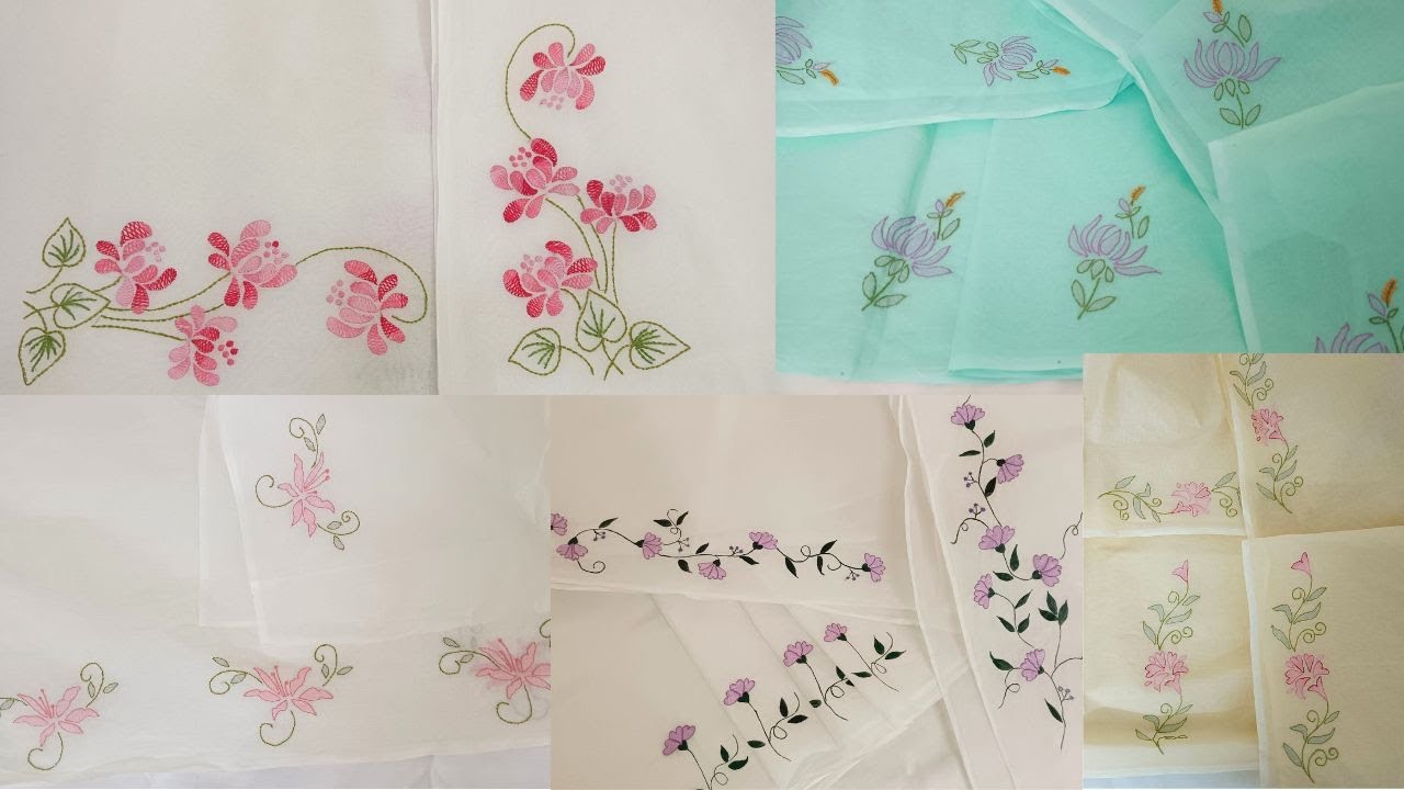 Four Different Shades Of Organdy Sarees | Hand Embroidered Daily Wear Sarees