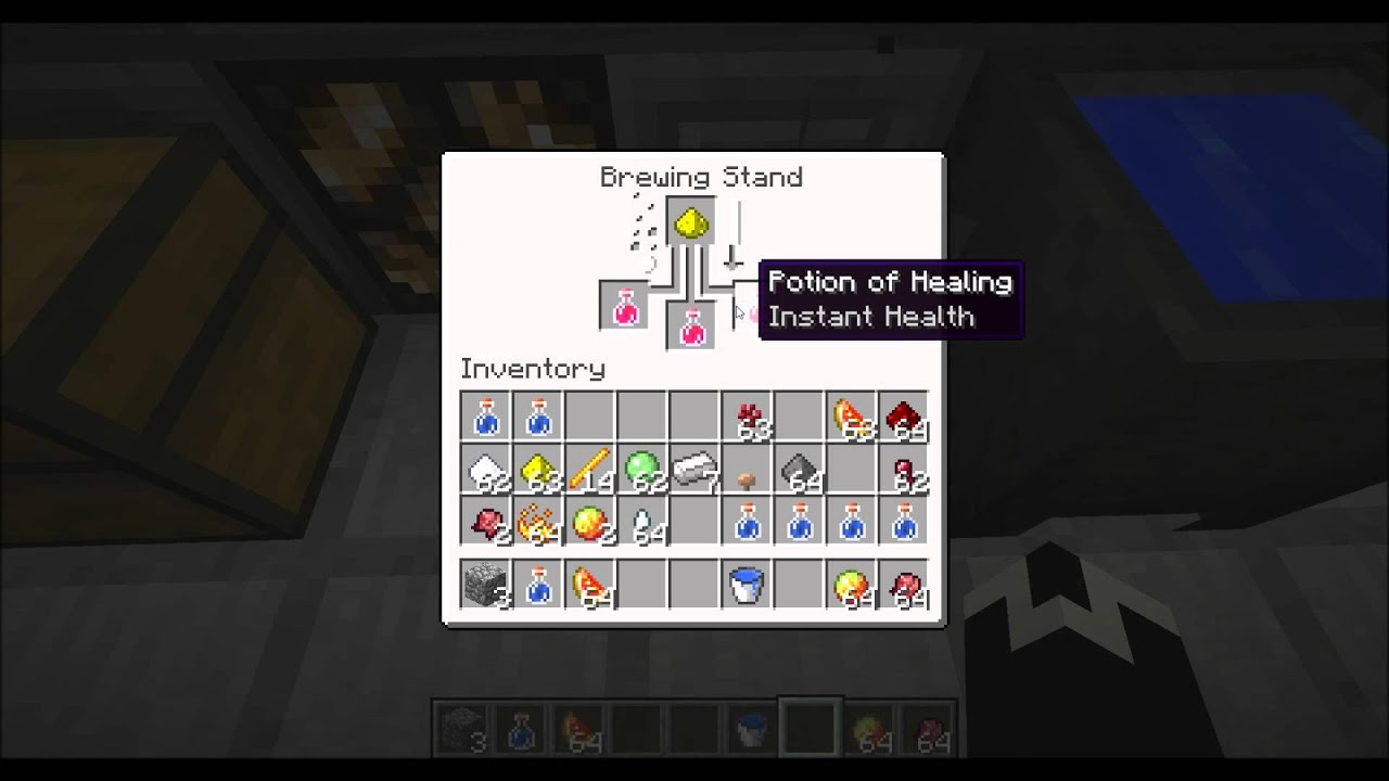 Minecraft How to Make a Brewing Stand Cauldron and Potions