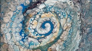 (515) Fibonacci Spiral Straight Pour - No Silicone- Fluid Acrylic Paint Pouring