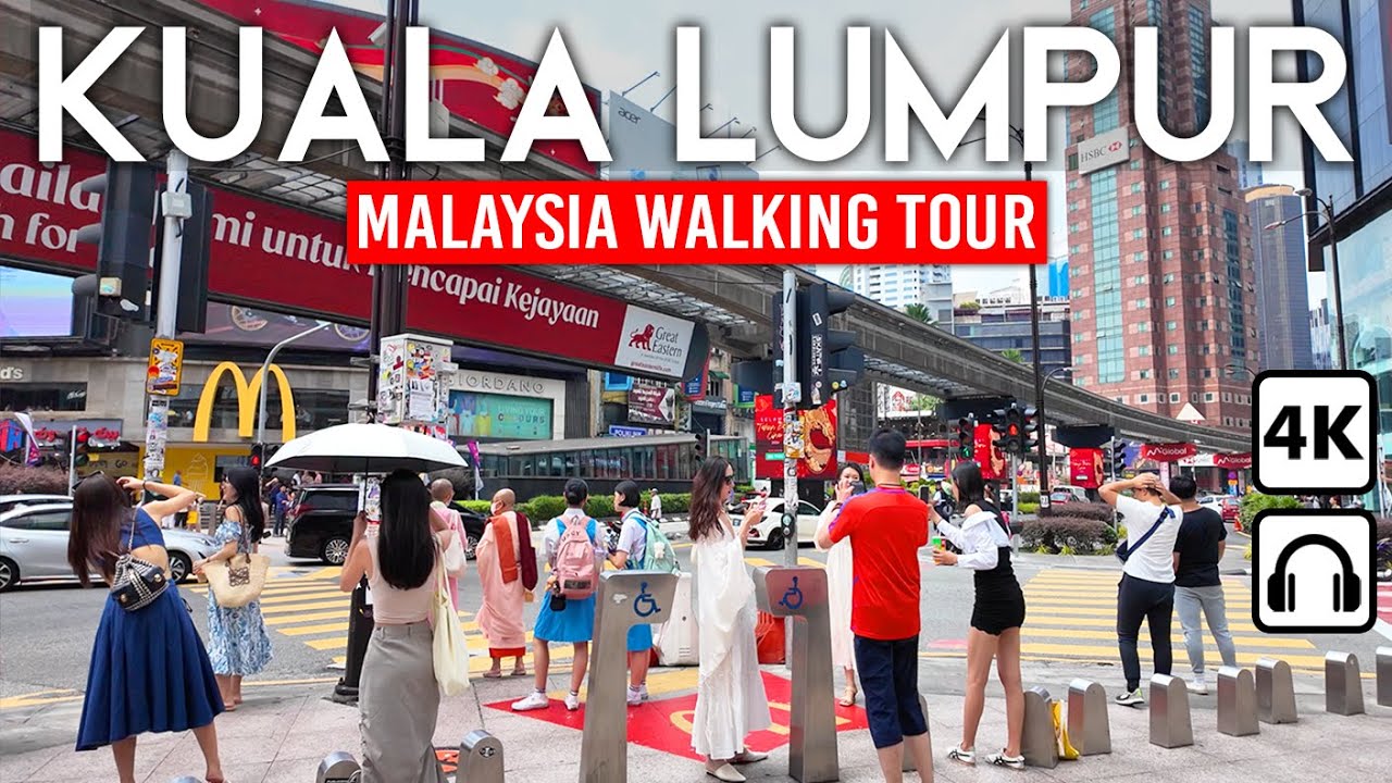 Kuala Lumpur, Малайзия | Центр города Twin Towers & Bukit Bintang | Прогулка по центру города 4K