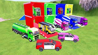 TRANSPORTING COLORFUL MIXER TRUCK, KARA TRUCK, MERCY POLICE CARS, AMBULACE, MINI TANKER FS22 screenshot 5