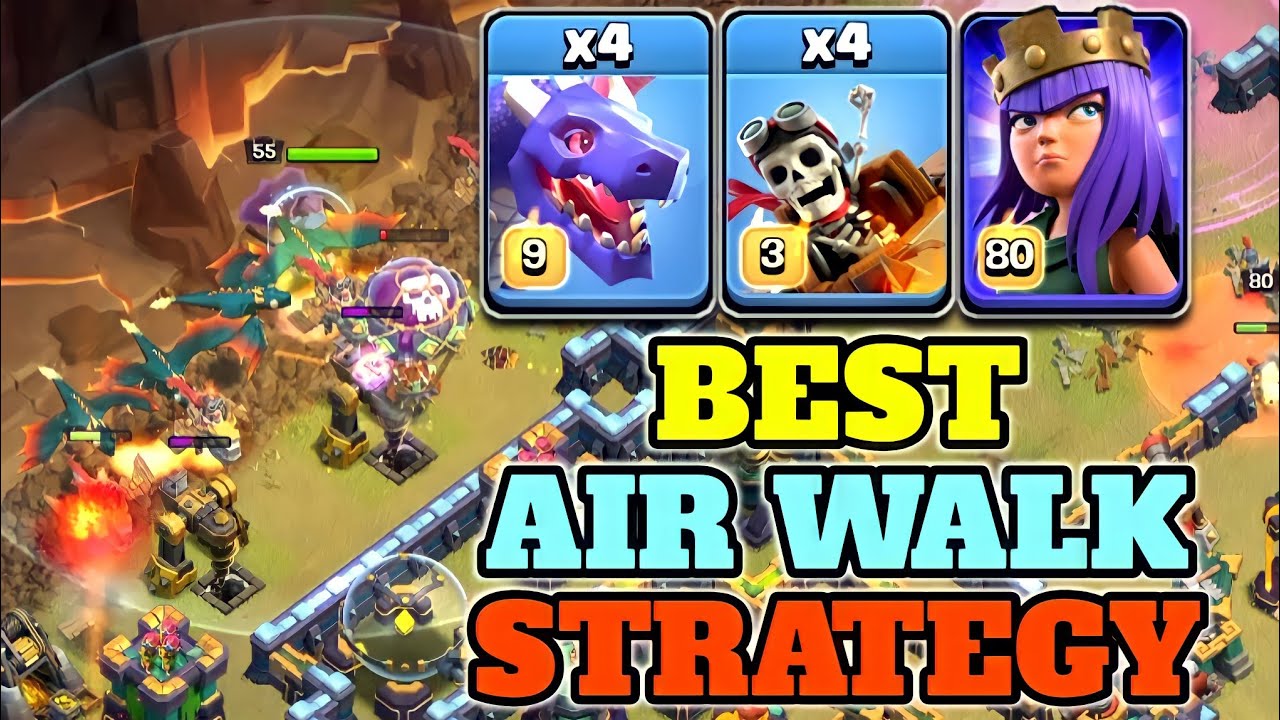 Th14 Queen Walk With Dragon & Dragon Rider !! Best Th14 Air Walk Strategy | Th14 War Attack Strategy