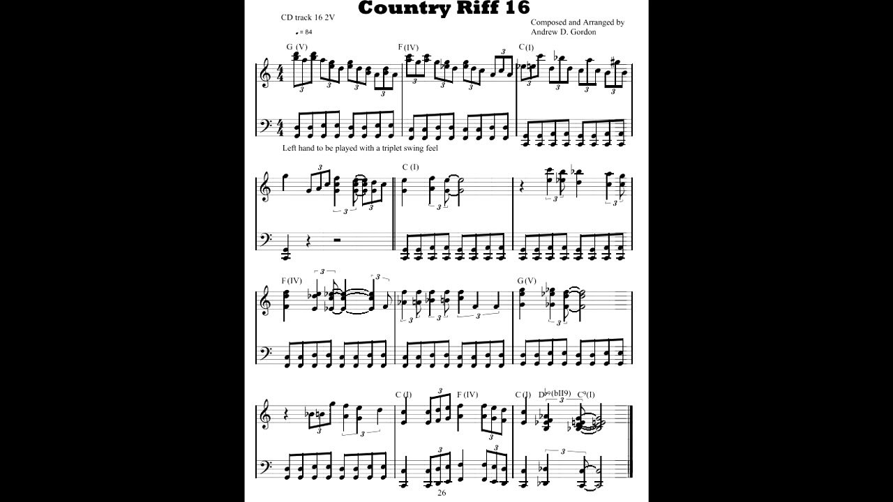 Country Piano Riff 16 from the book Country Riffs for Piano/Keyboards ...