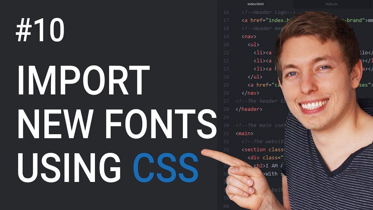 โค้ดตัวอักษร html  New  10: How to Import New Fonts | Basics of CSS | Learn HTML and CSS | HTML Tutorial