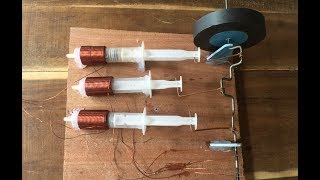 How to make 3V solinoid engine using syringes , cool video