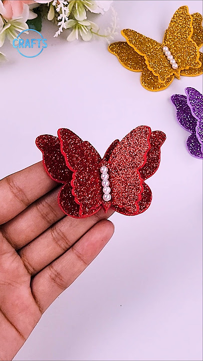 How to Craft a Beautiful Butterfly with Glitter Foam Sheets (EVA)✨🦋 #handmade #decor #diy #shorts