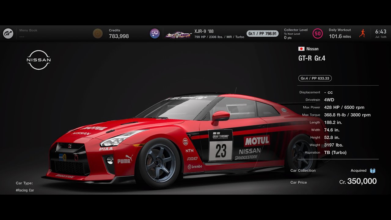 [Gran Turismo 7] Nissan GTR GT4 race tune - YouTube