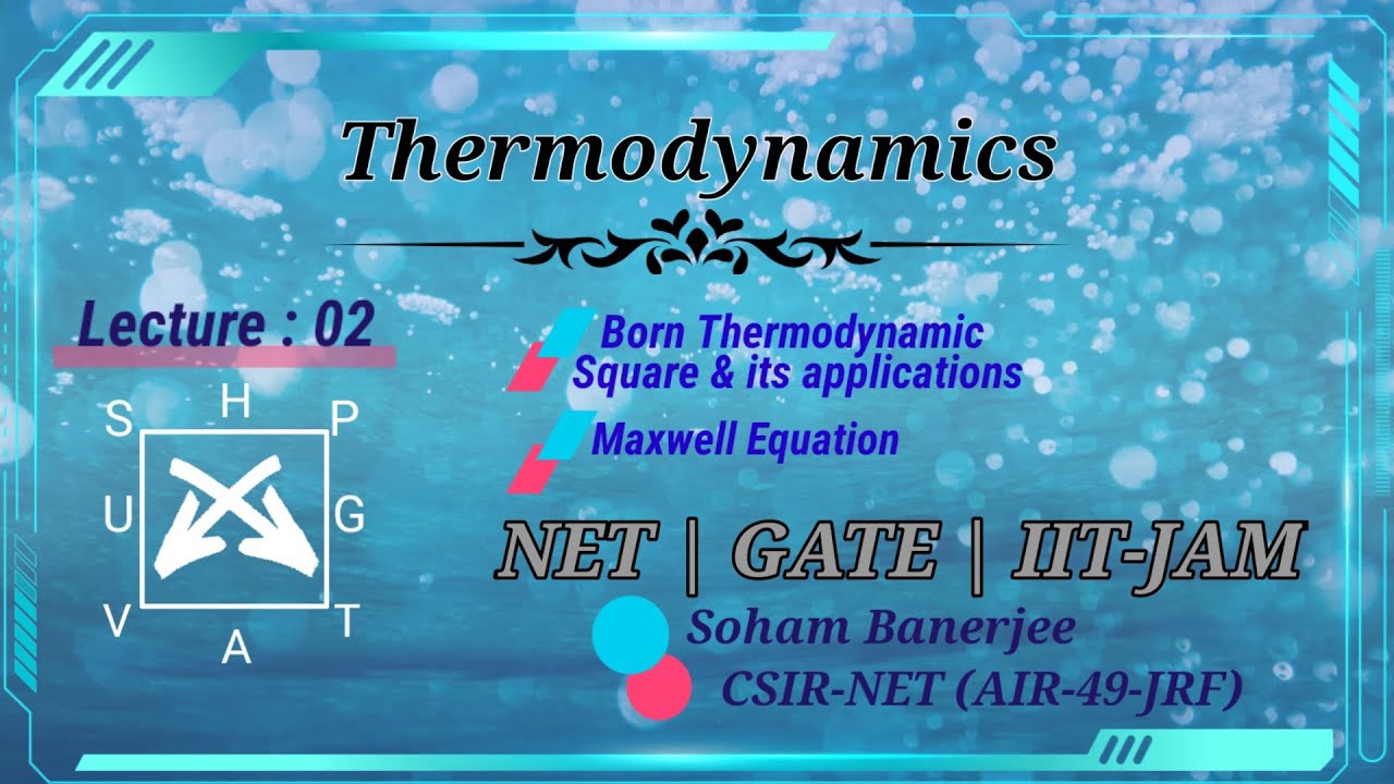 Thermodynamics | Lec-02 | Born Thermodynamic Square & its application | Maxwell Equation