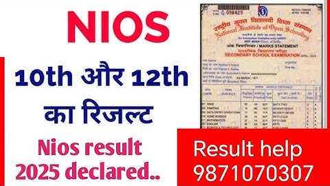 Nios. Nios result2025. Nios result October 2025. Nios result declared. Result help call 9871070307 