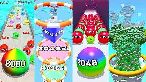 Jelly Run 2048 [Full Fall, No Glitch] vs Rolling Ball Run Numbers Game 3D Master (Max Level)
