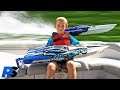 6 Year Old Drives 50+ MPH RC BOAT!!!! - Traxxas Spartan