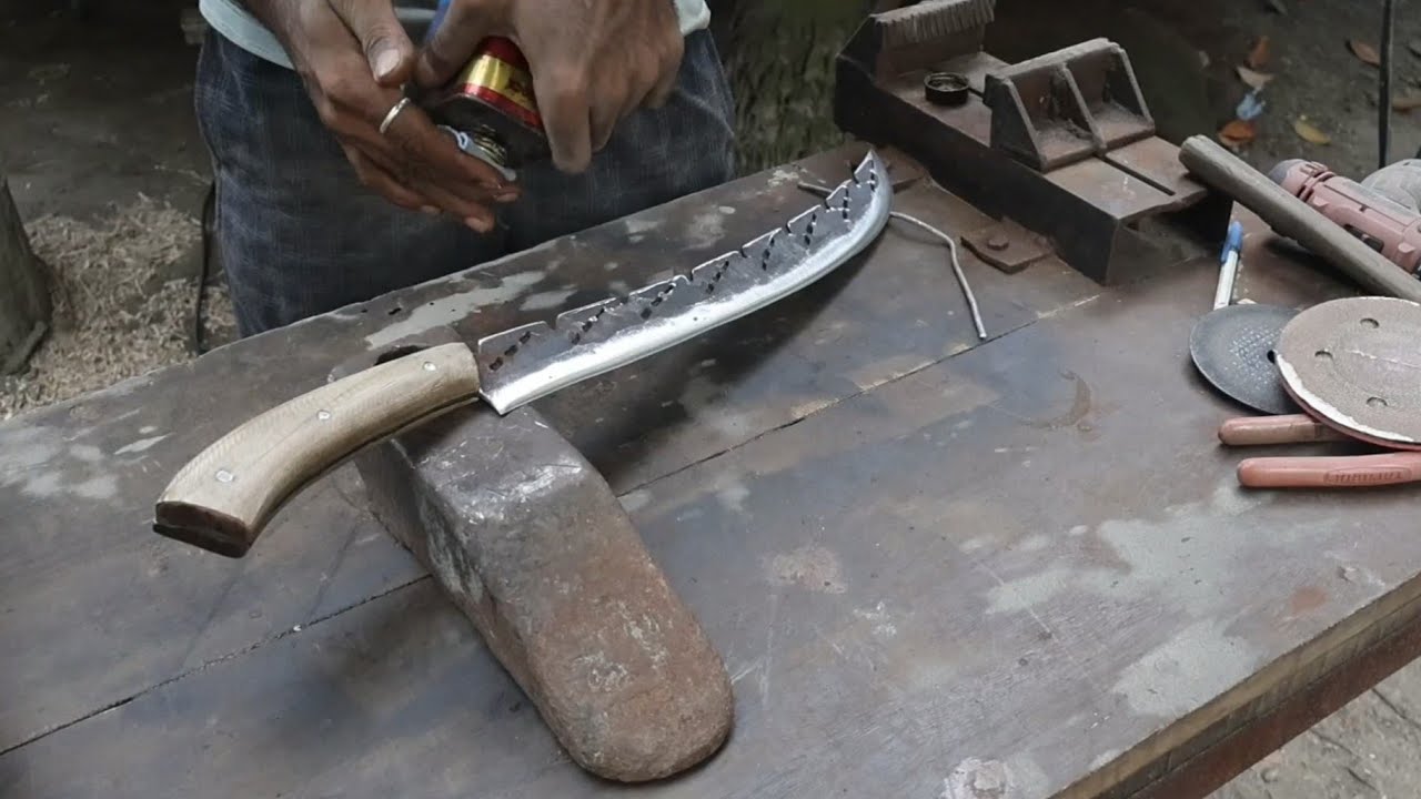 Making swords by hand with simple tools is an art passed down through generations. 