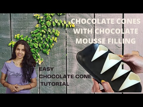 CHOCOLATE CONE WITH CHOCOLATE MOUSSE FILLING | EASY CHOCOLATE CONE TUTORIAL| WHITE CHOCOLATE CONE