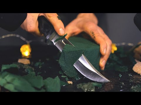 ASMR Cutting and crushing wet floral foam