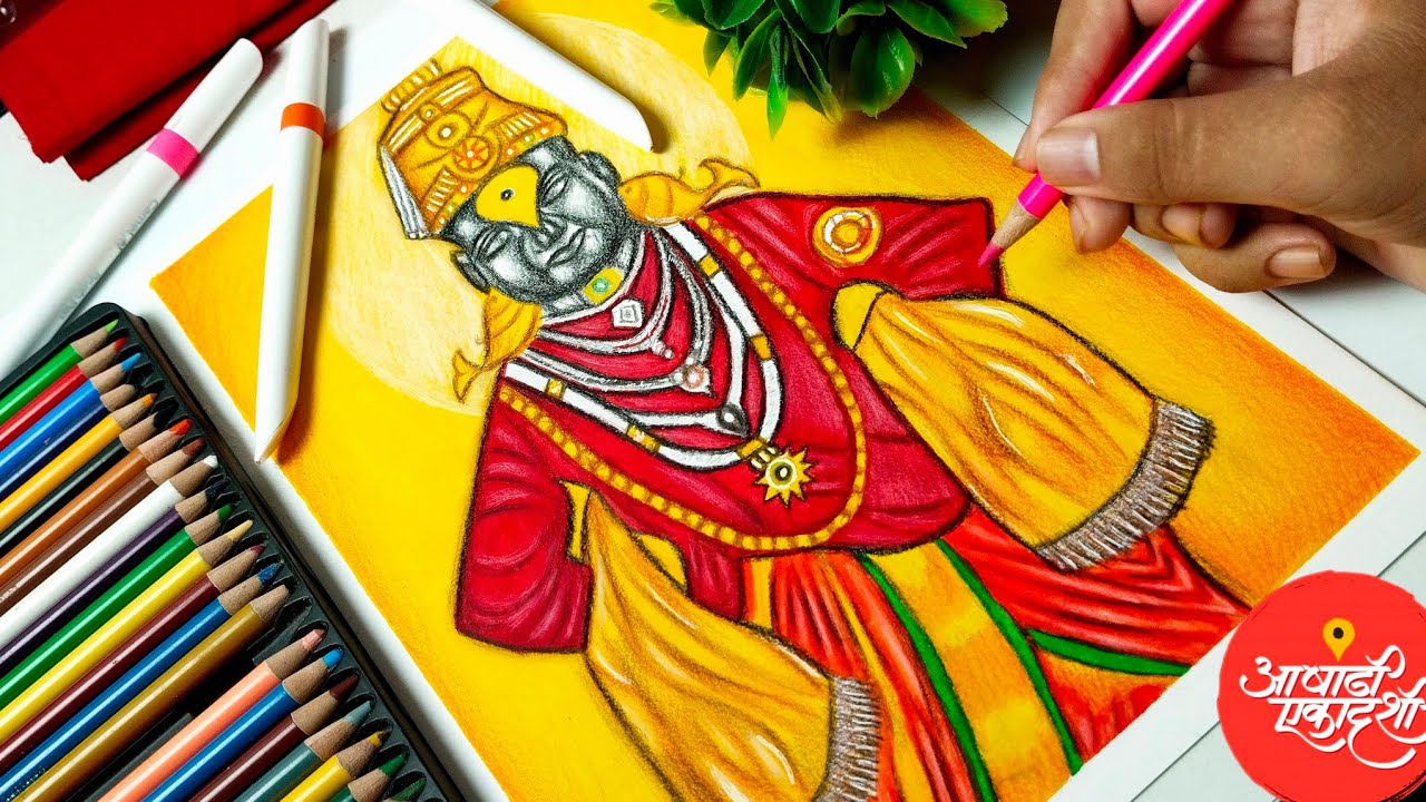 🙏🚩Ashadhi Ekadashi Special,Lord Vitthal Drawing,Full Colouring Tutorial|Step-by-step|