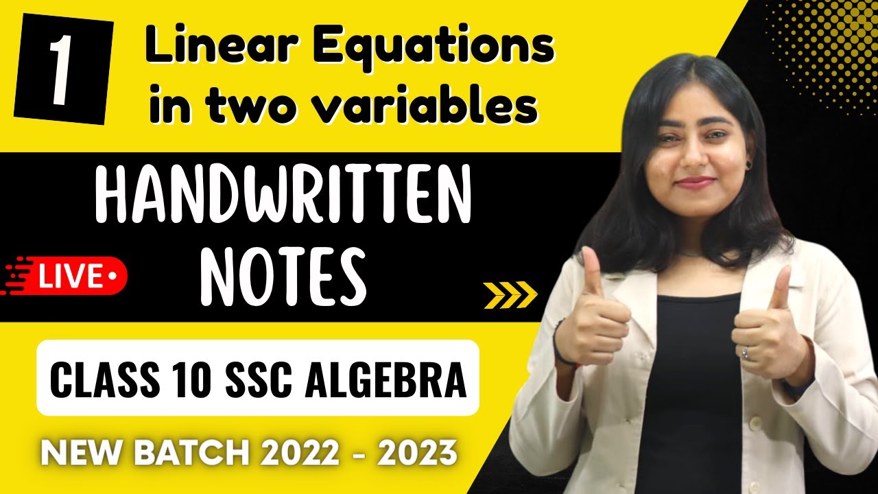 Chp 1 Linear Equations in two variables | Handwritten Notes📚 | Class 10 ...