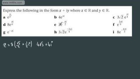 Further Pure 2 FP2 Complex Numbers 5 Exponential to Cartesian Form   AQA, PCR and MEI