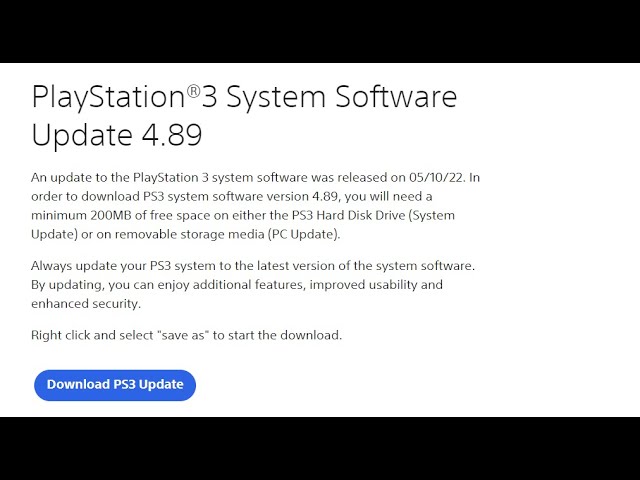PS3 - 4.89 Update is Live! - Discussions / Details about the