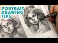 I draw over my students' works! TIPS for portrait drawing!
