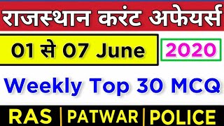 1st Week June (1-7 June) 2020 || Rajasthan Current Affairs in Hindi | Raj_police, Patwar, Rpsc,