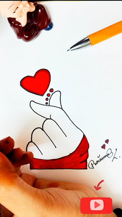 #How to draw Korean Finger Heart gesture drawing easily#