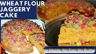 Healthy Wheat Flour - Jaggery Cake | No Egg, No Maida, No Butter Custard Cake | Tutti Fruitti Cake