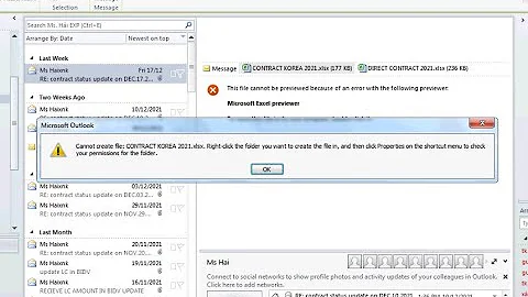 Hướng dẫn fix lỗi mở file outolook Cannot create file Name  Right click the folder
