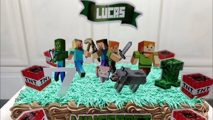 ROSY BOLOS - Bolo Minecraft para o aniversário do Manoel🎮📲 Confeitaria  não é só bolo lisinho não, também tem o tradicional trabalho em bico. E  assim temos esse resultado em quadriculado para