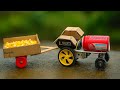 DIY Mini Tractor Trolley Using Cardboard & Bottle Caps | Tiny Engineering Project