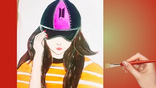 How to draw a girl in easy || how to paint a girl in poster colour #trending #easydrawing #girl