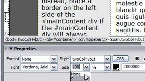 Format Text in Dreamweaver CS3
