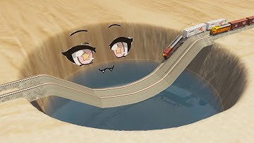 Impossible Weird Wave Rail Tracks Vs TrainsCrossing - BeamNG.Drive