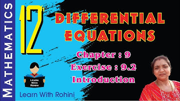 Differential equation | Ex 9.2 | Introduction | Ch 9 | Class 12 | NCERT | Maths | Tamil