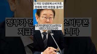 전국민 민생회복 지원금 소비쿠폰, 경제에 어떤 파장을 줄까?#민생회복지원금 #소비쿠폰#추경#서울부동산동향