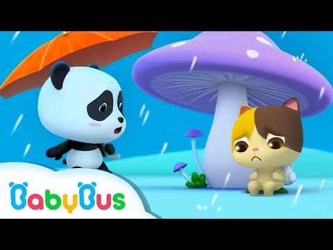 baby-panda's-umbrella-|-baby-kitten-looks-for-shelter-from-rain-|-babybus-cartoon
