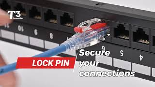 Secure your connections! T3 Patch Cable with Locking Pin - Cat6A UTP - EN