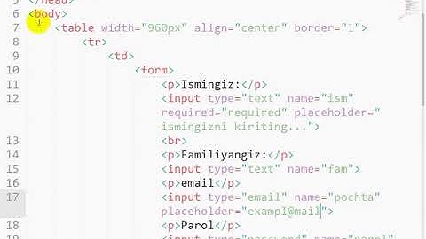 3 dars. HTMLda forma yaratish
